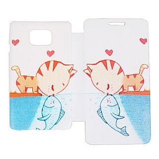 Cat Kiss Fish PU Leather Case for Samsung Galaxy S2 I9100