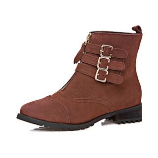 Leather Low Heel Combat Ankle Boots With Zipper(More Colors)