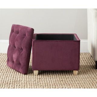 Safavieh Joanie Bordeaux Cotton Ottoman (BordeauxMaterials Oak wood and cotton fabricFinish Pickeled oakDimensions 18.1 inches high x 19.1 inches wide x 19.1 inches deepThis product will ship to you in 1 box.Furniture arrives fully assembled )