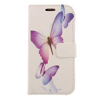 Purple Butterfly Drawing Pattern Faux Leather Hard Plastic Cover Pouches for Samsung Galaxy S3 I9300
