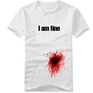 Mens Funny 3D T Shirt with Been Shot But I Am Fine Printed (100% Cotton)