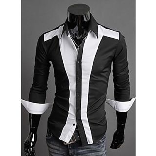 MenS Perfect Stitching Long Sleeve Contrast Color Shirt