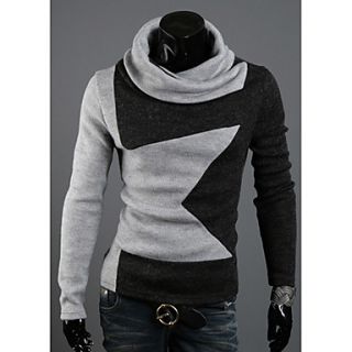 MenS High Collar Printed Knit Sweater