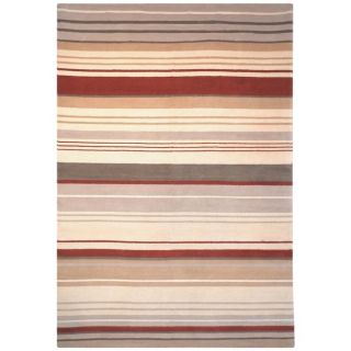 Hand knotted Lexington Stripes Beige/ Rust Wool Rug (76 X 96)