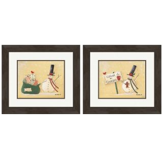 Christmas Snowmen Set of 2 Framed Print Wall Art