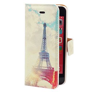 Fresh Style Eiffel Towel Pattern PU Full Body Case with Card Slot and Stand for iPhone 5C