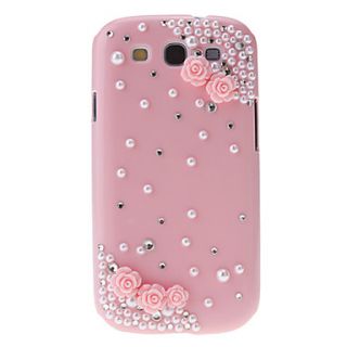 Pearl and 5 Flowers Pattern Hard Back Cover Case with Glue for Samsung Galaxy S3 I9300