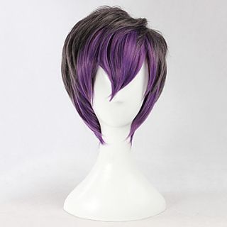 Cool Girl Gray and Purple Color 35cm Gothic Lolita Short Wig