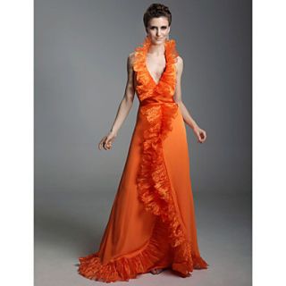Chiffon Organza A line Halter Floor length Evening/Prom Dress inspired by Samantha Harris at Golden Globe