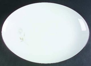 Sango Rosalie 16 Oval Serving Platter, Fine China Dinnerware   One Gray/White R