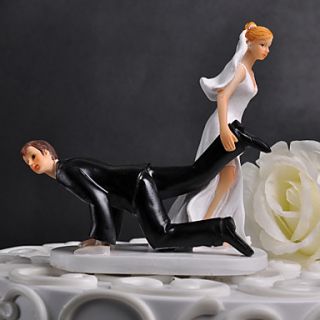 Resin Wedding Cake Topper   Bride Dragging Groom