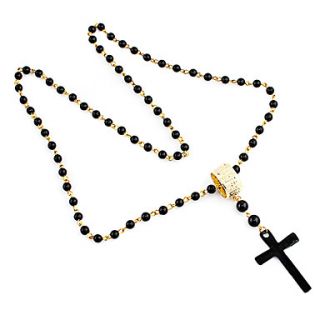 Fashion Beads With Cross Shape Pendant Necklace