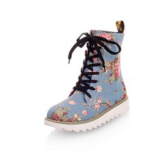 Canvas Flat Heel Combat Ankle Boots(More Colors)