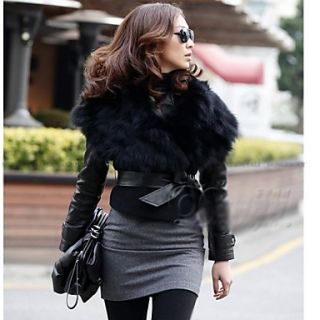 Womens Short Slim Cut Fur Vest Coat