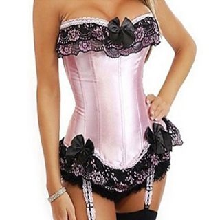 Sexy Lace Floral Side Slim Corset Gartered Lingerie