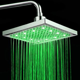 Chrome Finish Rectangular Temperature controlled 3 Colors LED Shower Head