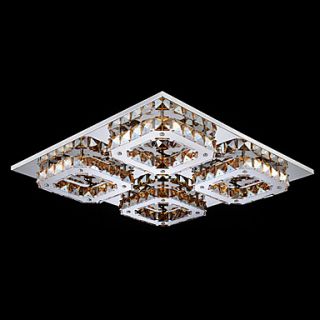 LED Crystal Flush Mount, 4 Light, Modern Amber Electroplating Stainless Steel