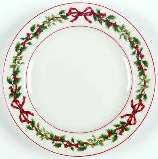 William Roberts Holiday Garland Salad Plate, Fine China Dinnerware   Garland,Red