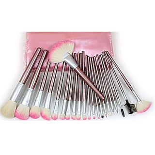 Pro High Quality 22 PCs Pure Natural Goat Hair Makeup Brush Set with Pink Pouch