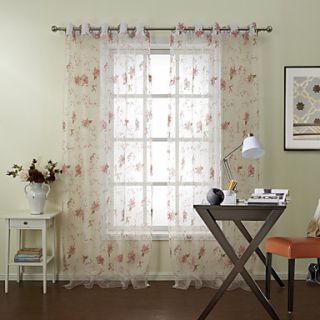 (One Pair) Beautiful Country Floral Sheer Curtain
