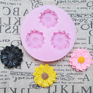 DIY Three Holes Sunflower Silicone Mold Fondant Molds Sugar Craft Tools Resin flowers Mould Molds For Cakes