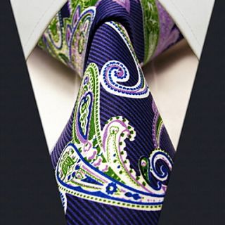 Casual Dark Blue Floral Print Necktie