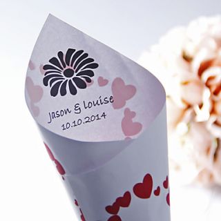 Personalized Linked Heart Paper Petal Cones   Set of 12