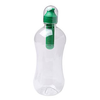 380ML Outdoor Sports Green Portable Manual PE Filtered Water Bottle