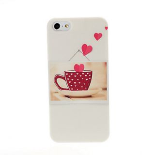Cup and Heart Pattern Plastic Hard Case for iPhone 5/5S