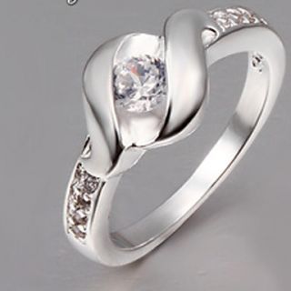 MISS U Womens Silver Diamond Ring