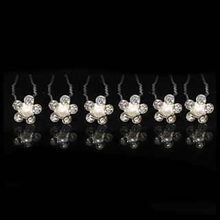 Nice Six Pieces Alloy Wedding Bridal Hairpins With Rhinestones And Imitation Pearls