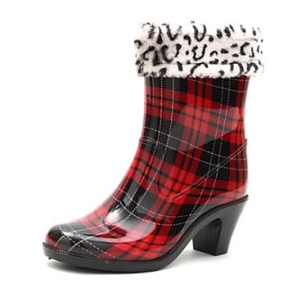 Rubber Womens Chunky Heel Rain Boot Ankle Boots