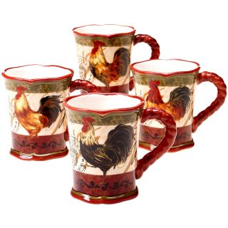 Tuscan Rooster Set of 4 Mugs
