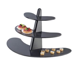 Cal Mil 3 Tier Gourmet Faux Stone Serving Display   32x17x19, Acrylic, Black
