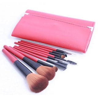 Pro 9 PCs Nylon Hair Makeup Brush Set with Red Pouch