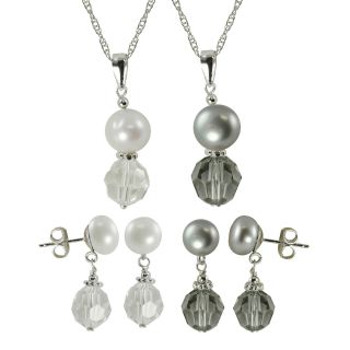 Cultured Freshwater Pearl & Crystal 4 pc. Set, Womens