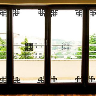 Retro Oriental Orthogonal Hem Facing Window Stickers