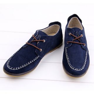 Mens Leather Flat Heel Comfort Oxfords Shoes With Lace up(More Colors)
