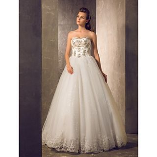 A line Sweetheart Floor length Tulle Wedding Dress (945601)