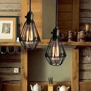 Bulb Included Pendant, 1 Light, American Style Rustic Iron Painting