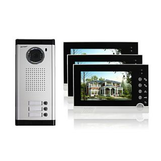 7 Inch TFT LCD Night Vision Video Door Phone with Metal Camera and 3 7inch LCD Touch Keypad Moniters