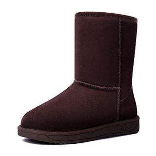 Mens Suede Flat Heel Mid claf Snow Boots