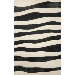 Wide Stripes Charcoal Outdoor Rug (36 X 56)