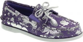 Girls Sperry Top Sider A/O Gore   Purple/Silver Leather Casual Shoes