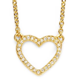 1/10 CT. T.W. Diamond 14K Gold Plated Mini Heart Pendant, Womens