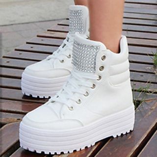 Faux Leather Womens Flat Heel Creepers Fashion Sneakers Shoes(More Colors)