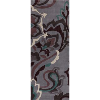 Hand tufted Anderlues Dark Grey Floral Rug (26 X 8)