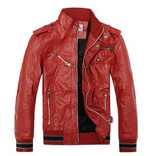 MenS Red and Warm Leather Jacke