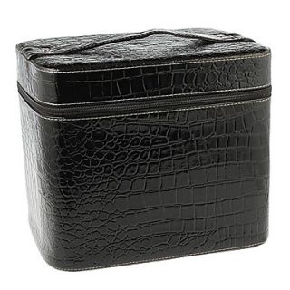 Black PU Leather Large Size Cosmetic Bag
