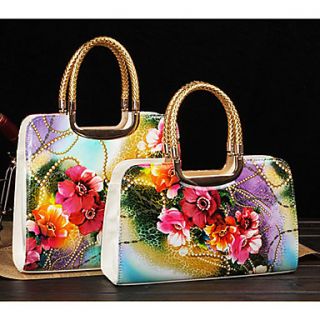 Fashion PU Flower Womens Handbag Stereotypes Tote Lining Color on Random (Random Color)